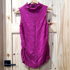 Arden B Lace Tunic Top Fuschia Pink Y2K Coquette Elegant Glam Fairycore Size M